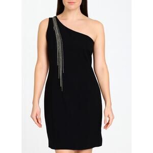 Marc New York dress black wool one strap W/shoulder strap chain detail SZ 14